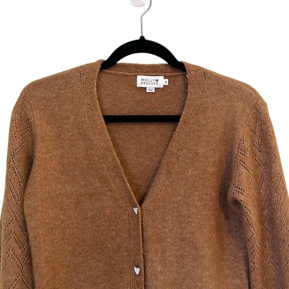 Molly Bracken V-Neck Cardigan with Heart Buttons- Size Small- Valentines Sweater - Picture 4 of 10
